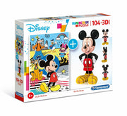 Puzzle + Modelo 3D Mickey Mouse - 104 pcs