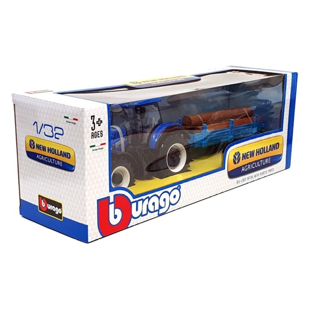 Tractor New Holland T7HD com reboque com troncos - 1:32