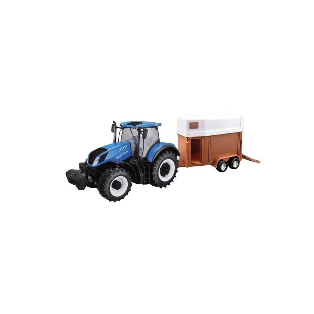 Tractor New Holland T7HD com reboque para transporte de cavalos - 1:32