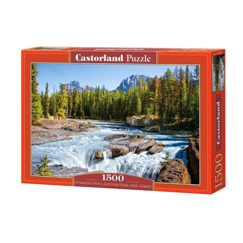 Castorland puzzle box with a scenic view of a river and mountains on the cover