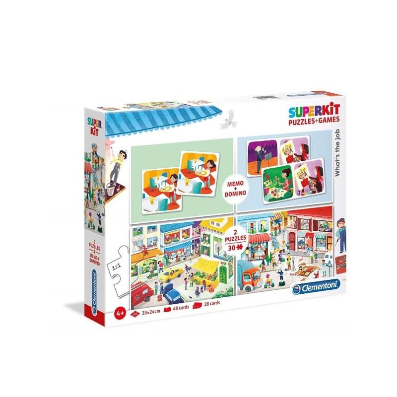 Puzzle + Superkit Memo+Dominó Profissões - 2 x 30 pcs
