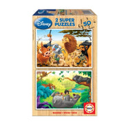 Puzzle Madeira Animais Disney - 2x50 pcs