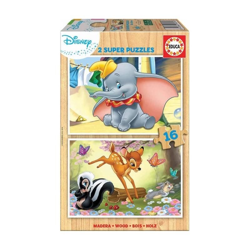 Puzzle Madeira Animais Disney - 2x16 pcs