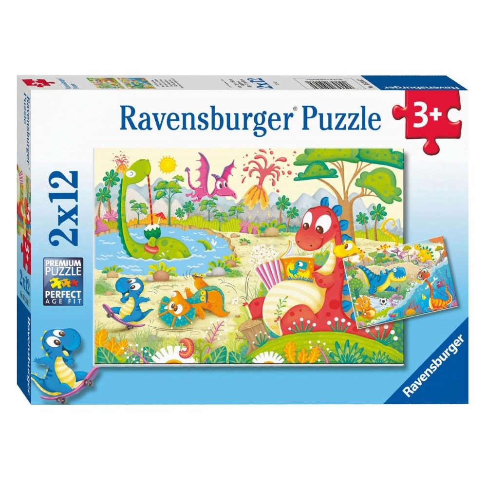 Puzzle Dinossauros Brincalhões - 2x12 pcs