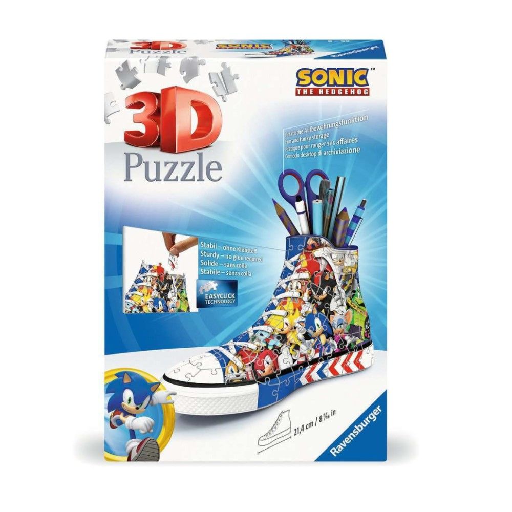 Puzzle 3D Porta Lápis Sapatilha Sonic