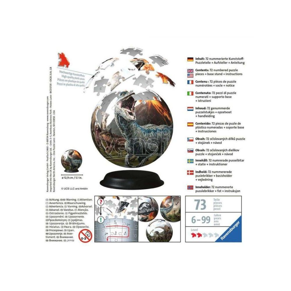 Puzzle 3D - Bola Mundo Jurássico
